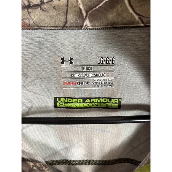 Under Armour RealTree Pullover Large Camo Loose Heat Gear Scent Control 1/4 Zip - Picture 2 of 8